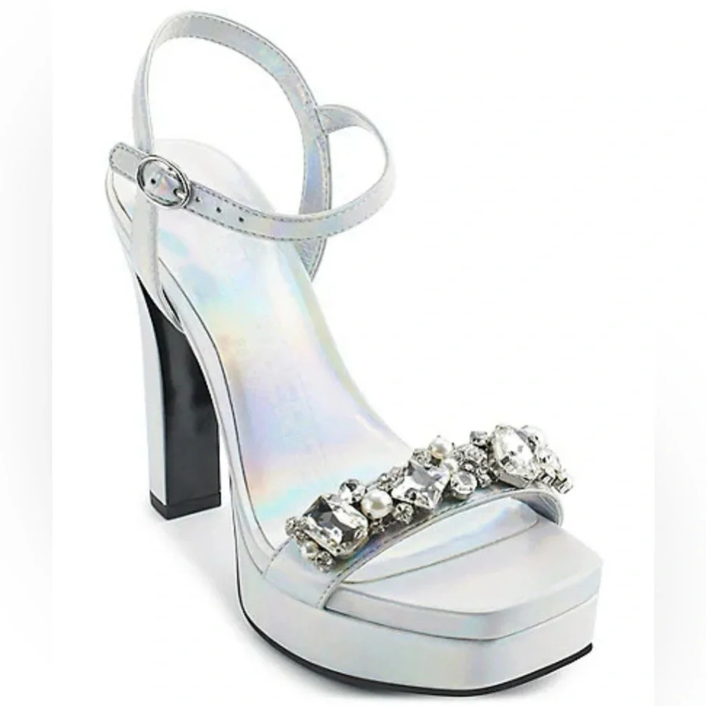 KARL LAGERFELD PARIS
Jala Rhinestone Embellished Platform Dress Sandals Sz 10